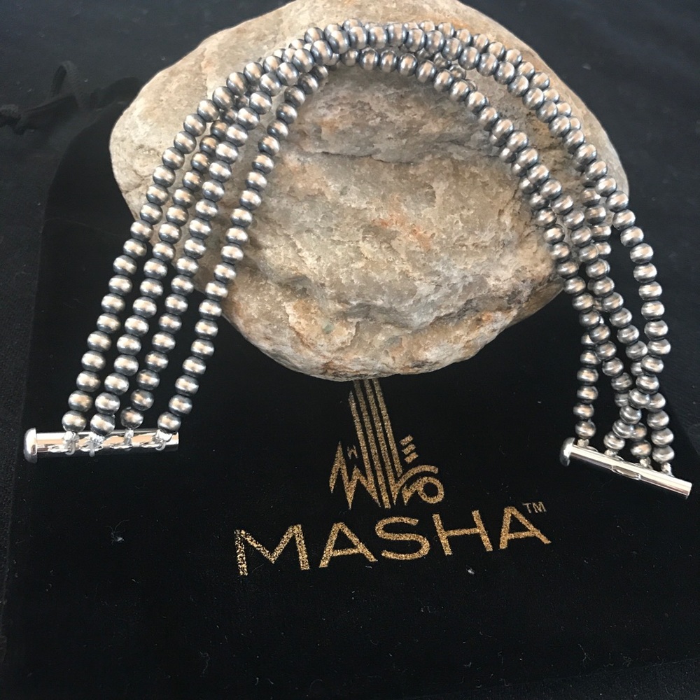 Sterling Silver Beads Navajo Pearls Bracelet 8”